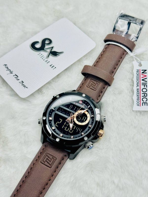 NAVIFORCE Pure Leather Dual Time Wrist Watch - Image 2